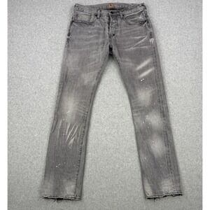 PRPS Jeans Mens 33x33 Gray‎ Japanese Selvedge Denim Slim Button Fly Distressed